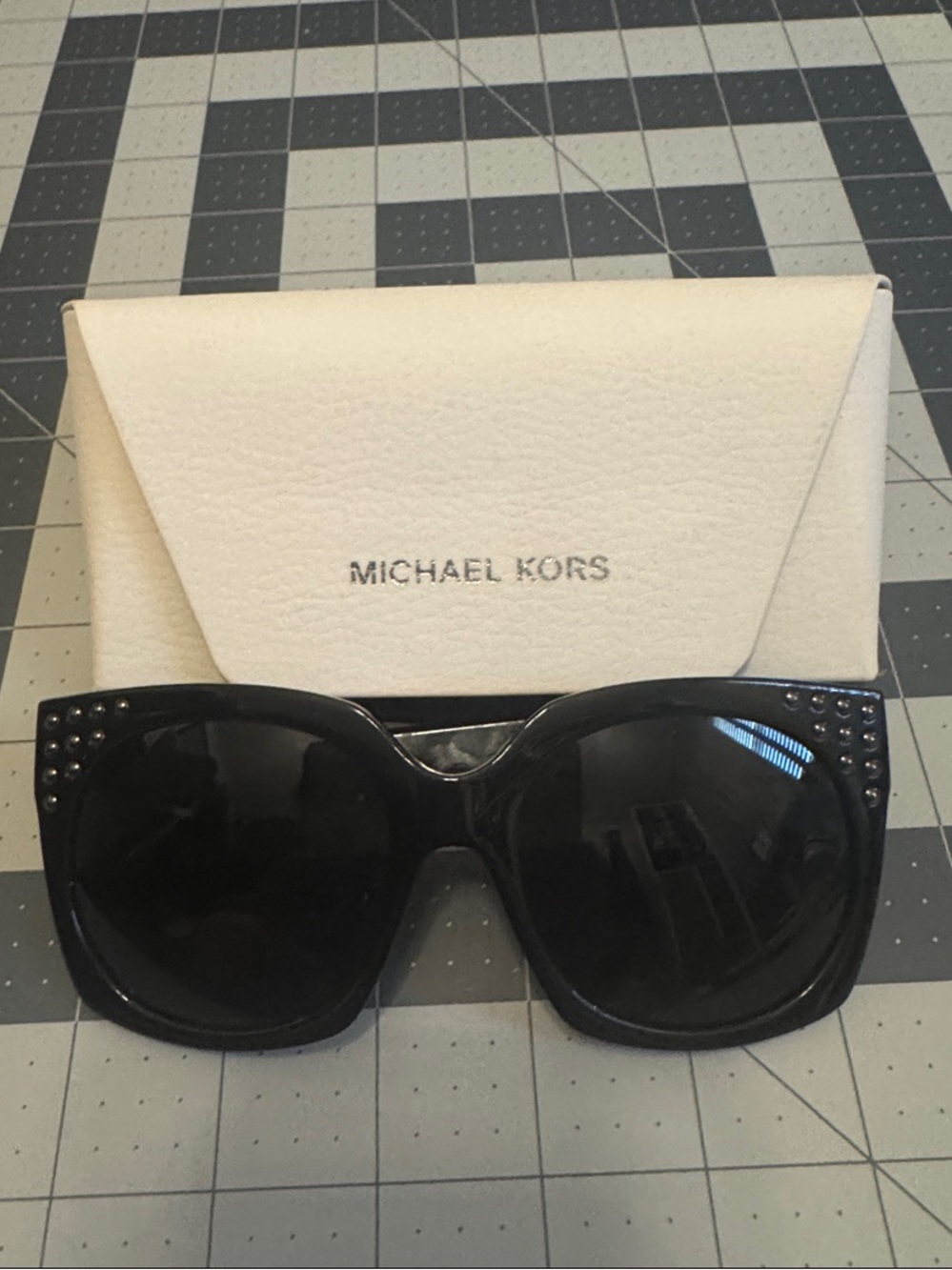 Michael Kors Black Cat-Eye Sunglasses with Stud Accents